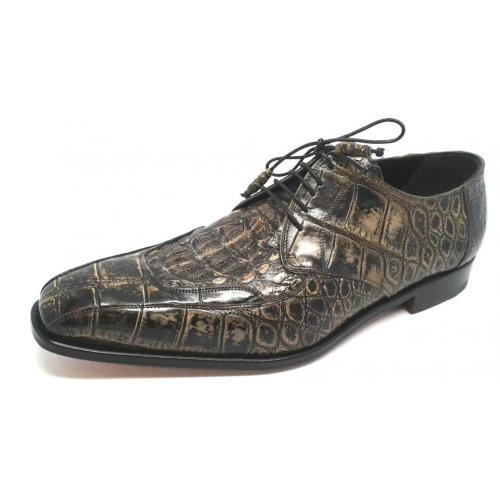 Mauri Taupe Genuine Hornback Crocodile / Alligator Hand Painted Oxford Shoes.